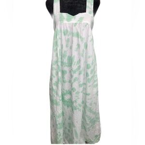 Stark- lightweight 100% Cotton White and Green Tye dye summer dress , adorable.